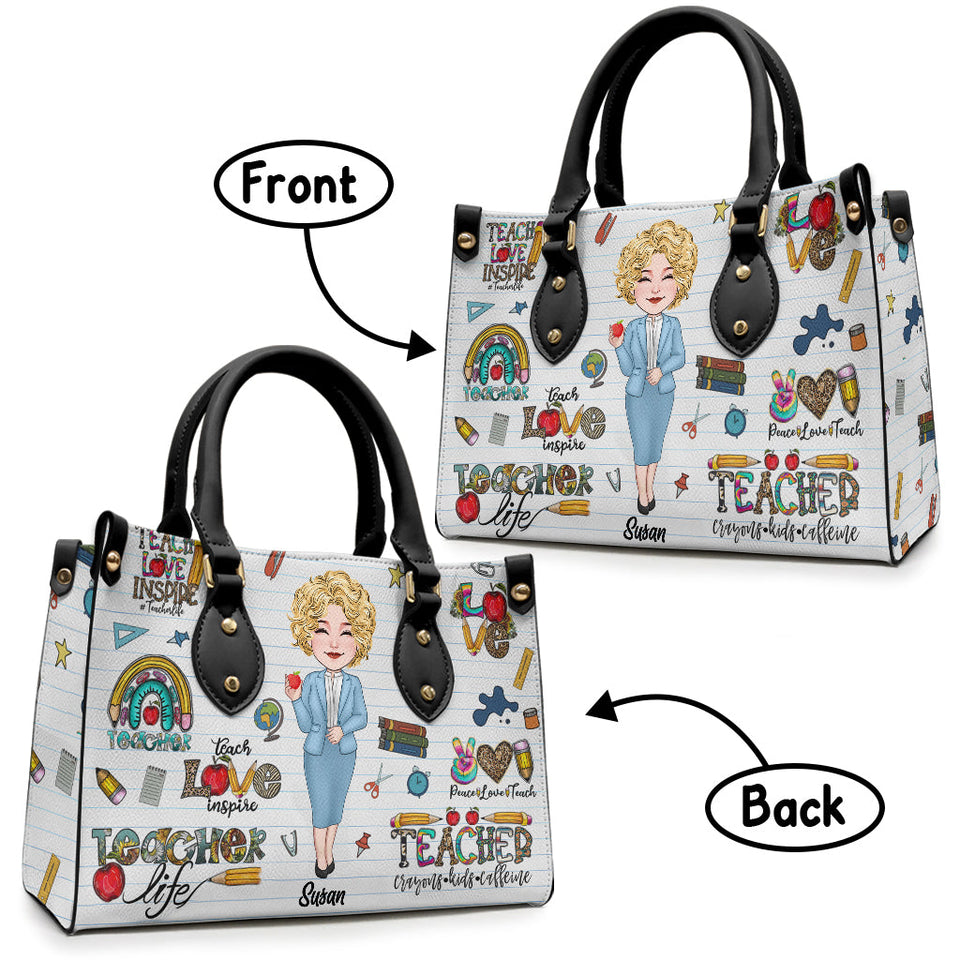 Teacher Life - Personalized Teacher Leather Handbag