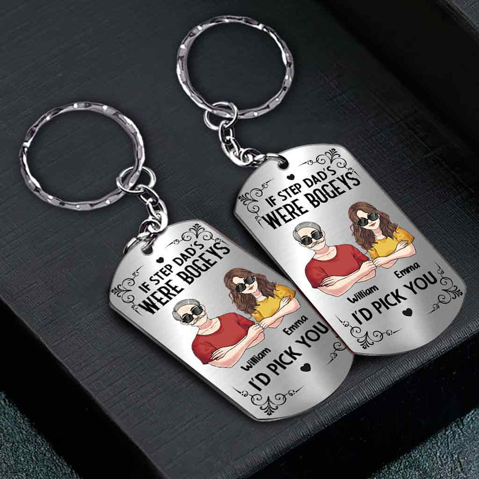 If Step Dad's Were Bogeys I'd Pick You - Personalized Father Stainless Steel Keychain