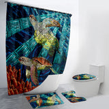 Mosaic Turtle Turtle Bathroom Curtain & Mats Set