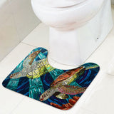 Mosaic Turtle Turtle Bathroom Curtain & Mats Set