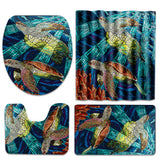 Mosaic Turtle Turtle Bathroom Curtain & Mats Set