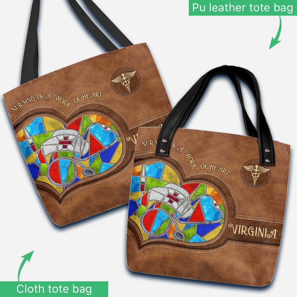 Nursing Is A Work Of Heart - Personalized Nurse Tote Bag