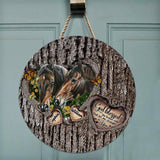 God Blessed The Broken Heart - Personalized Horse Round Wood Sign