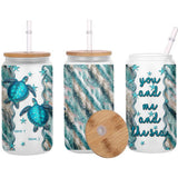 You And Me And The Sea - Personalized Turtle Can Glass