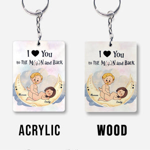 Love You To The Moon And Back - Personalized Couple Keychain