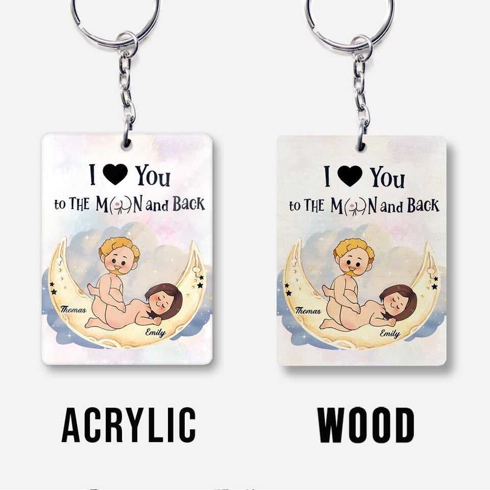 Love You To The Moon And Back - Personalized Couple Keychain