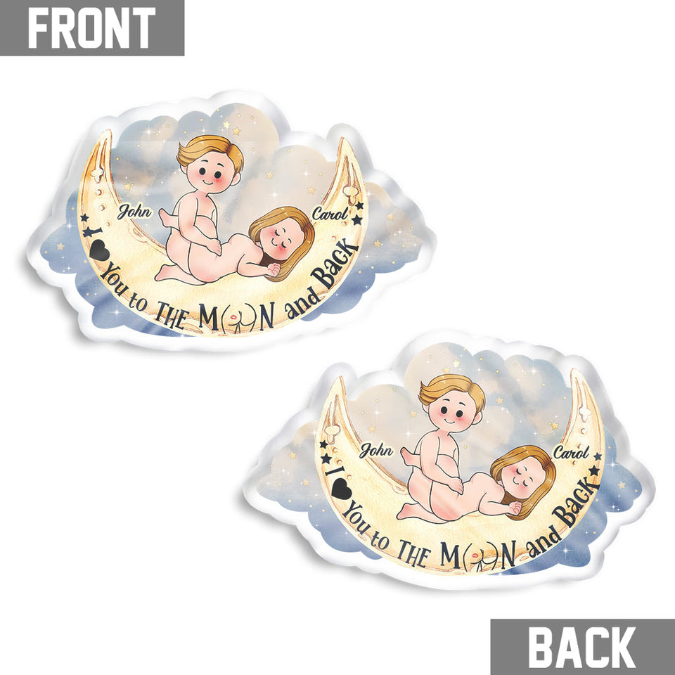 Love You To The Moon And Back - Personalized Couple Shaped Pillow