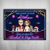 Welcome To Our Shitshow Hope You Brought Alcohol & Dog Treats - Personalized Couple Rectangle Metal Sign