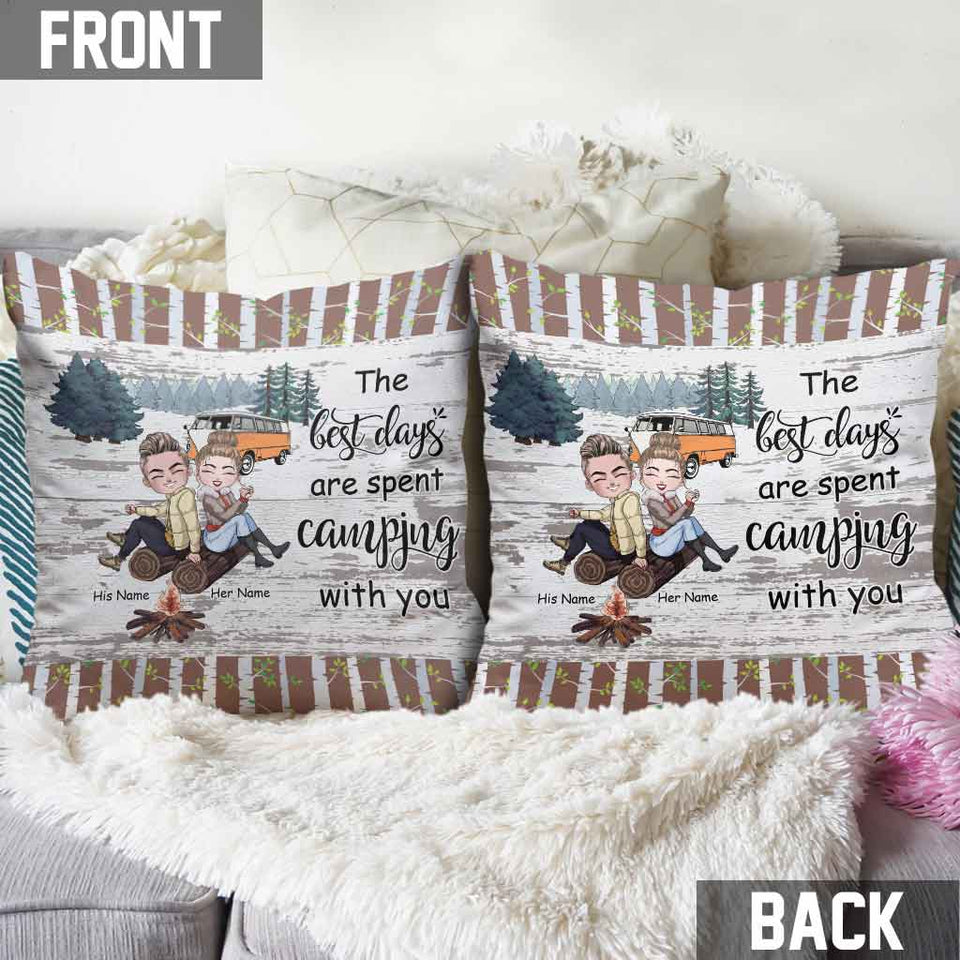 The Best Days Are Spent Camping With You - Personalized Couple Camping Throw Pillow