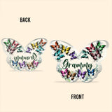 Grandma And Grandchildren Floral Butterflies - Personalized Mother's Day Grandma Custom Shaped Acrylic Plaque