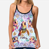 Salty Little Beach - Personalized Turtle Cross Tank Top