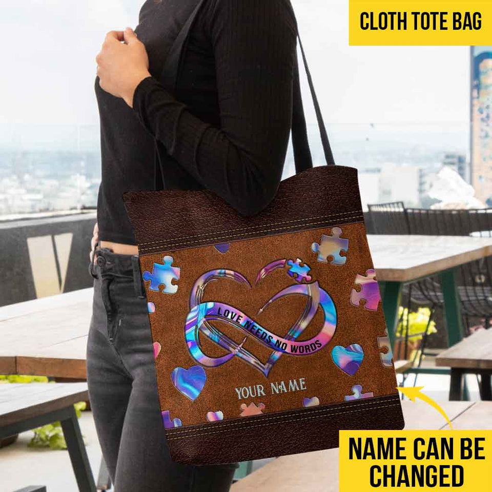 Love Needs No Words - Autism Awareness Personalized Tote Bag