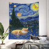 Cute Cats Starry Night - Cat Wall Tapestry