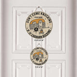 Don't Come Knocking If the Caravan Rocking - Personalized Camping Round Wood Sign