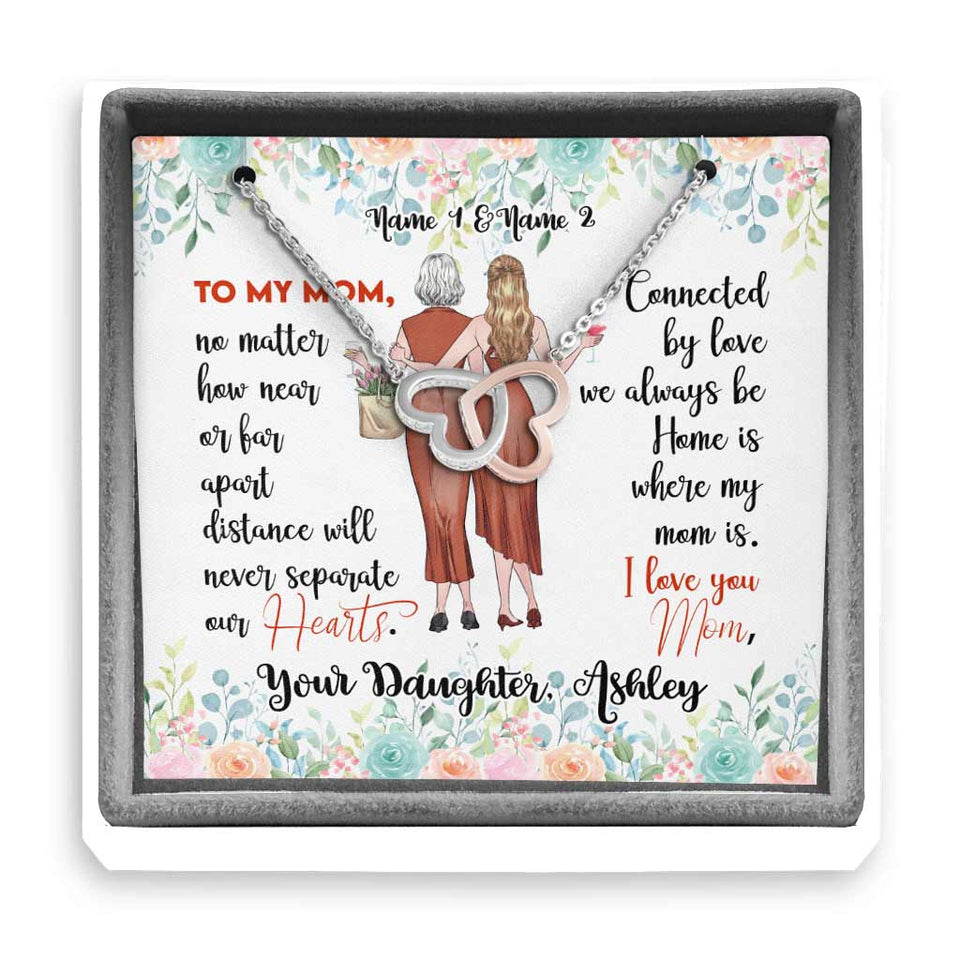 Mother And Daughter - Personalized Mother Two Hearts Necklace