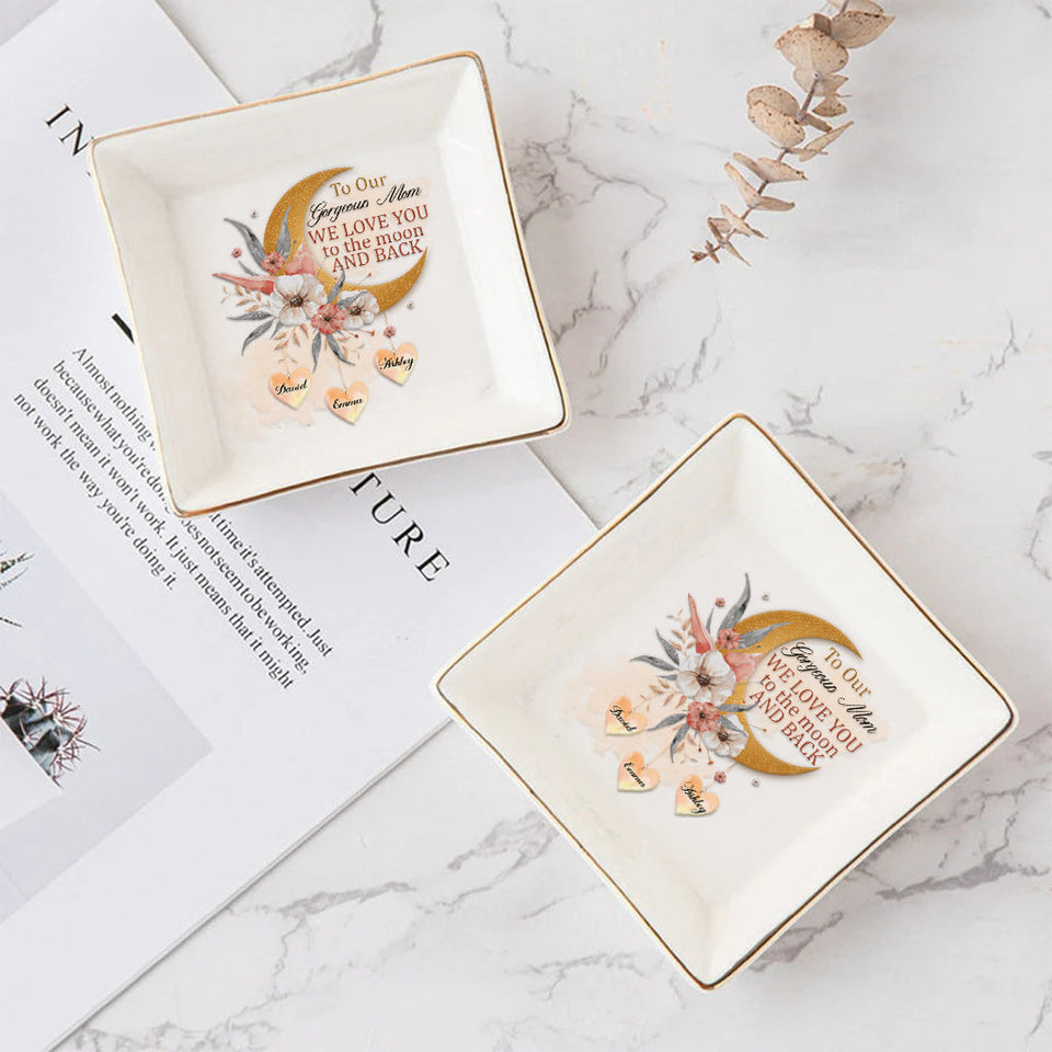 I Love You To The Moon - Personalized Mother's Day Mother Jewelry Dish