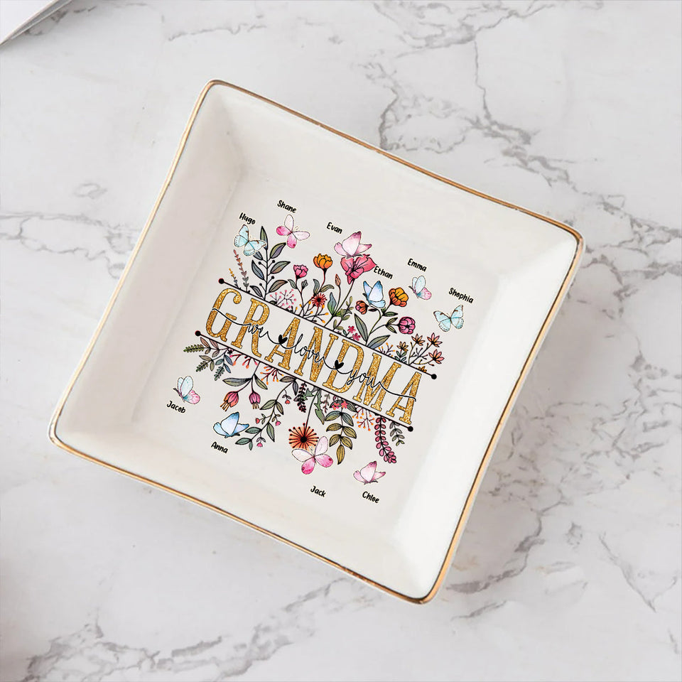 Grandma We Love You - Personalized Mother's Day Grandma Jewelry Dish