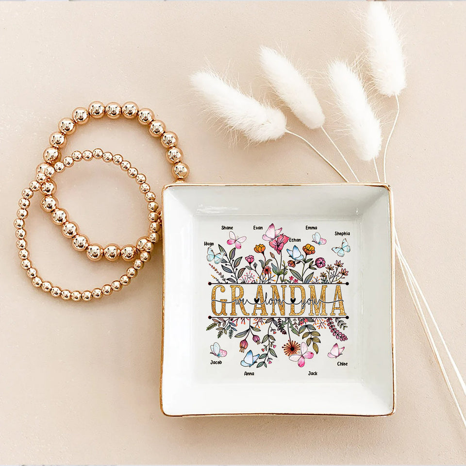 Grandma We Love You - Personalized Mother's Day Grandma Jewelry Dish