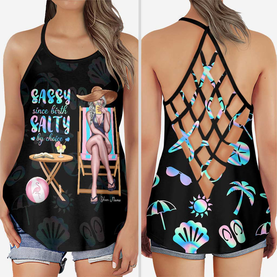 Beach Lovin' Girl - Personalized Sea Lover Cross Tank Top