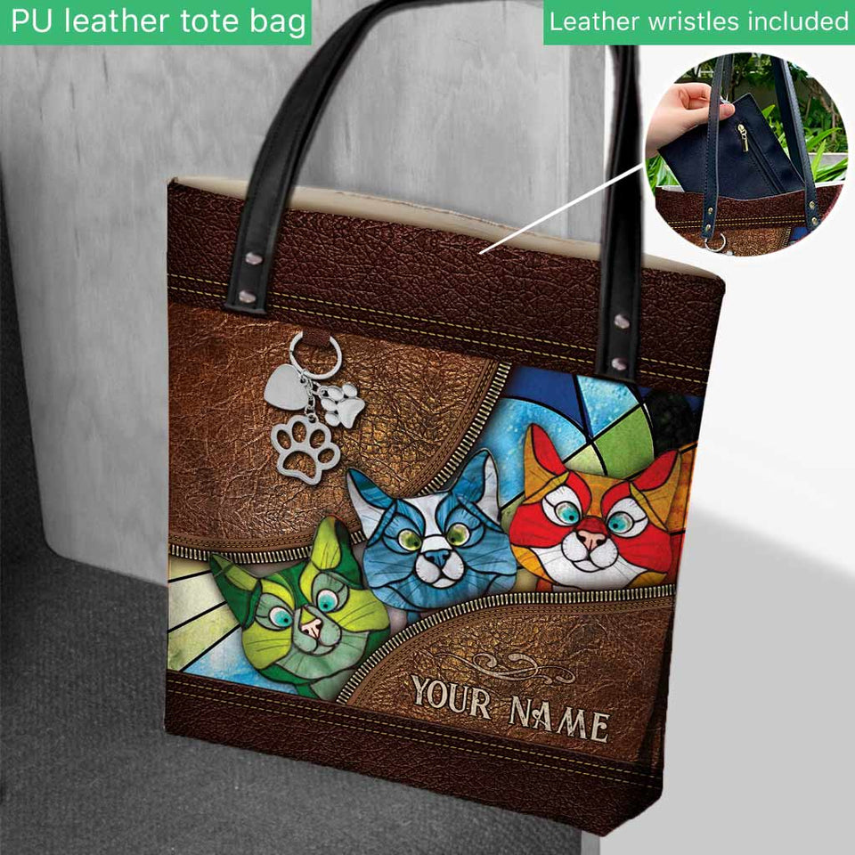 Peeking Cats Personalized Tote Bag