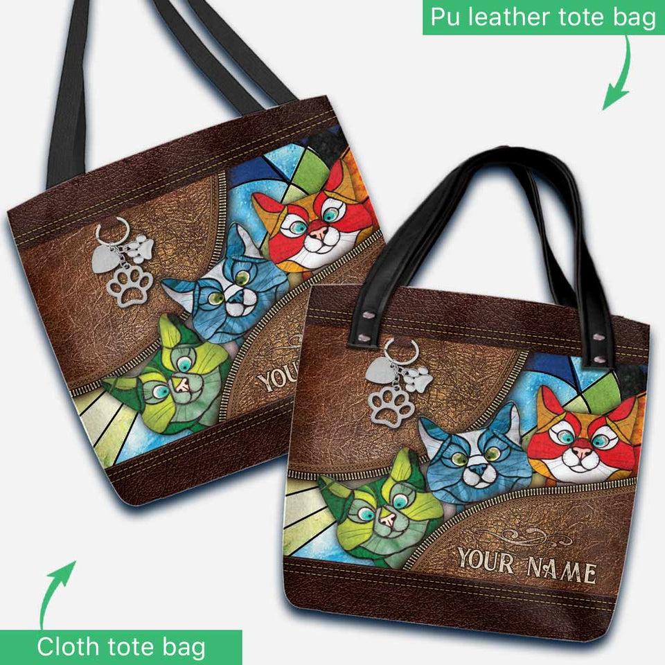 Peeking Cats Personalized Tote Bag