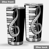 I Love Music - Piano Metal Pattern Print Tumbler