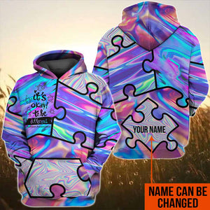 T-shirt et sweat à capuche « Okay To Be Different Puzzles Abstract » – Sensibilisation à l’autisme – Motif hologramme personnalisé