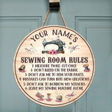 My Sewing Room Rules Vintage Sewing Machine - Personalized Round Wood Sign