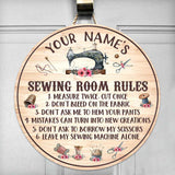 My Sewing Room Rules Vintage Sewing Machine - Personalized Round Wood Sign