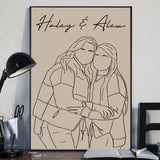 Line Art Portrait - Personalized Sibling Canvas And Poster