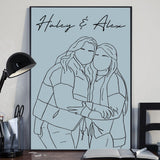 Line Art Portrait - Personalized Sibling Canvas And Poster