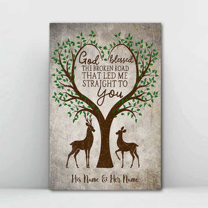 God Blessed The Broken Road - Personalized Couple Hunting Poster