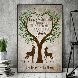 God Blessed The Broken Road - Personalized Couple Hunting Poster