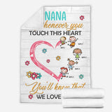 Whenever You Touch This Heart - Personalized Mother's Day Grandma Blanket