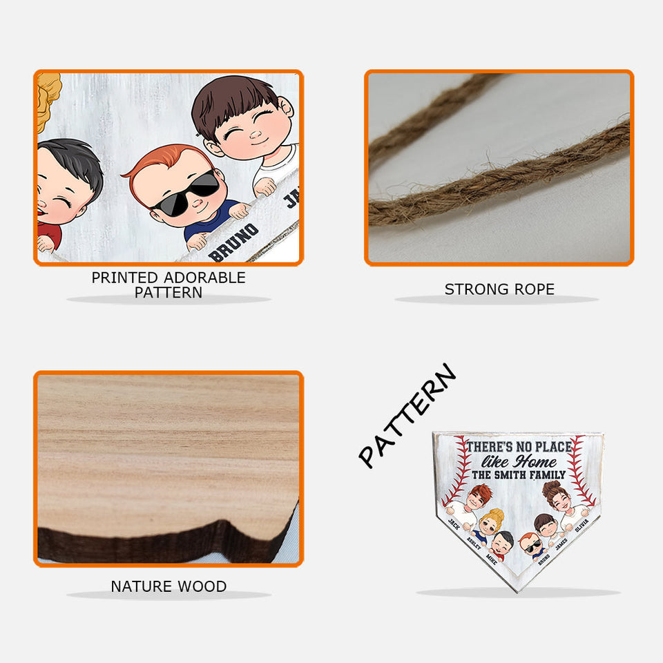 There's No Place Like Home - Personalized Baseball Wood Sign