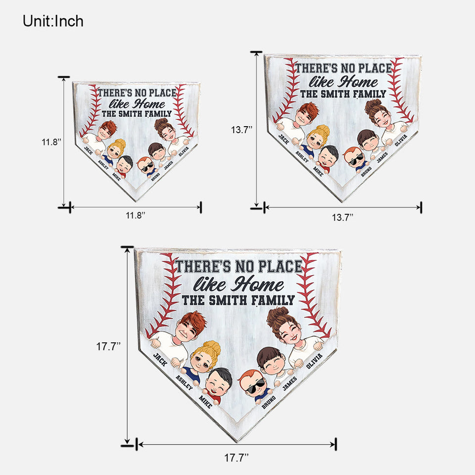 There's No Place Like Home - Personalized Baseball Wood Sign