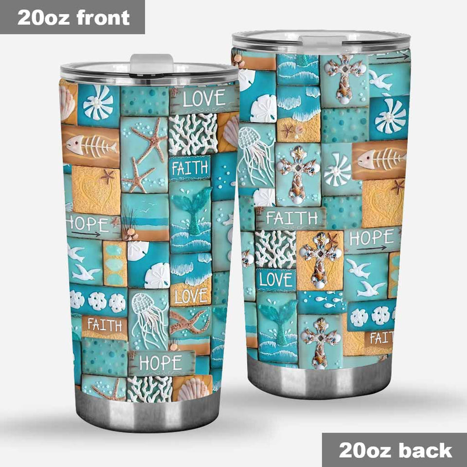 Faith Hope Love - Sea Lover 3D Pattern Print Tumbler
