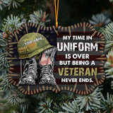 My Time In Uniform Is Over - Personalized Christmas Veteran Ornament (Printed On Both Sides)