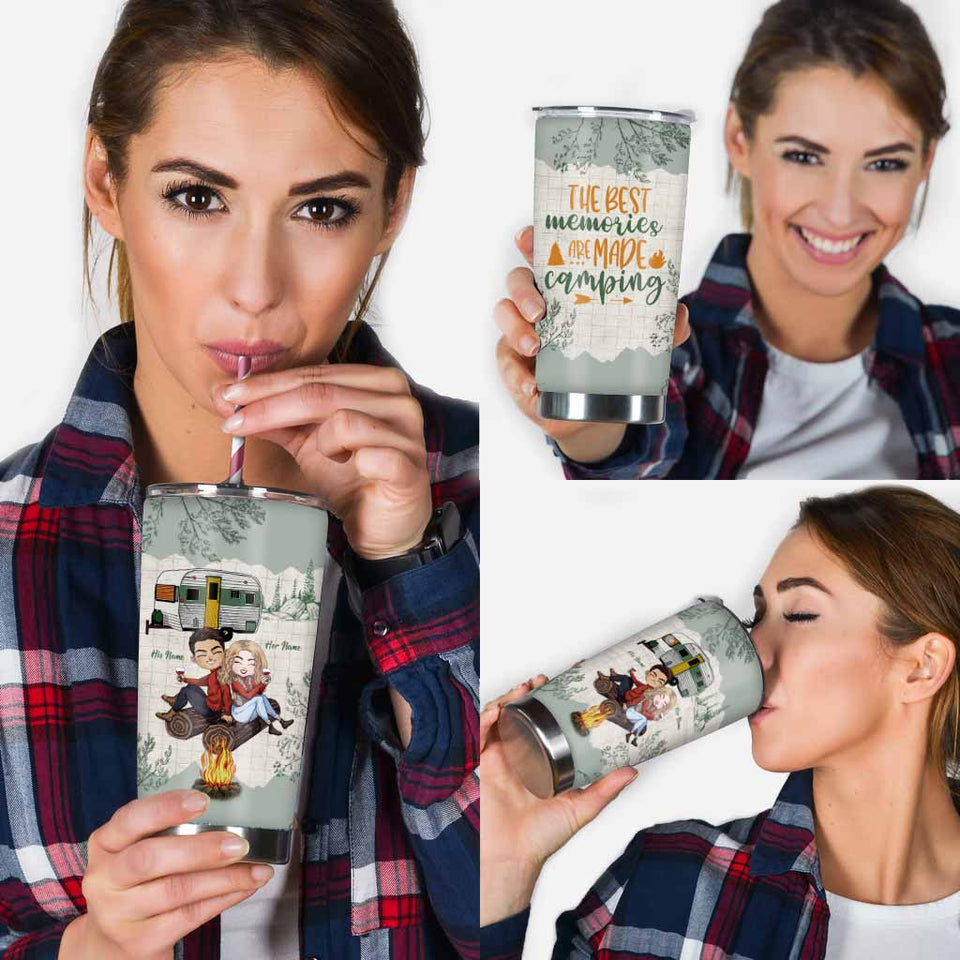 The Best Memories Are Made Camping - Personalized Couple Tumbler