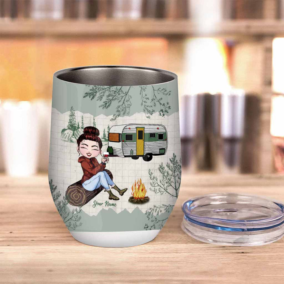 You Know What Rhymes With Camping - Personalized Wine Tumbler
