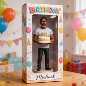 Personalized Older Black Man Milestone Birthday Shaped Acrylic Plaque - Custom Birthday Gift for Husband, Dad, Grandpa