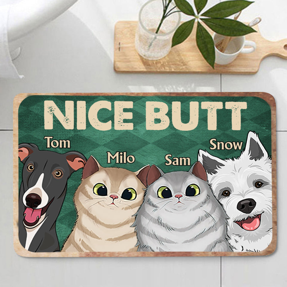 Nice butt Shower - Dog gift for dog lover, cat lover - Personalized Bathroom Mats Set