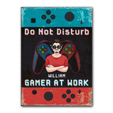 Do Not Disturb Gamer At Work - Personalized Video Game Rectangle Metal Sign