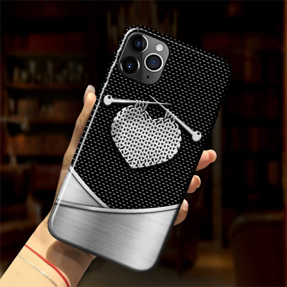 Knit Metal Pattern Print Phone Case 062021