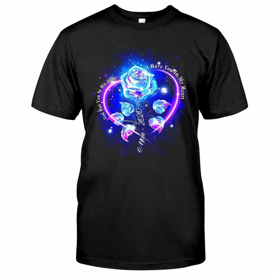 Dieu te tient dans ses bras, je te porte dans mon cœur - T-shirt et sweat à capuche personnalisés en hommage