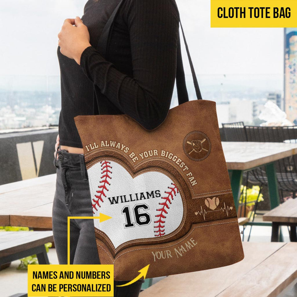 I'll Always Be Your Biggest Fan - Personalized Baseball Tote Bag