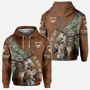 She Keeps Me Wild He Keeps Me Safe - Personalized Couple Hunting All Over T-shirt and Hoodie