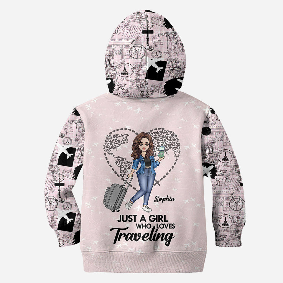 Just A Girl Who Loves Traveling - Personalized Travelling Hoodie and Leggings