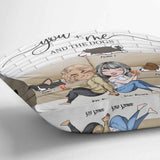 Couple And The Dogs - Personalized Throw Pillow
