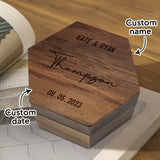 Custom Engraved Text - Personalized Hexagon Wooden Jewelry Box